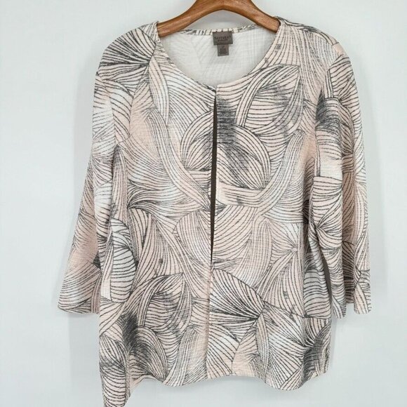 Chico's 2 Easywear womens knit Cardigan Jacket pink gray Crinkle size large - Picture 2 of 11